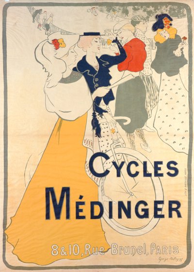 Medinger自転車の広告ポスター、1897 作： Georges Bottini